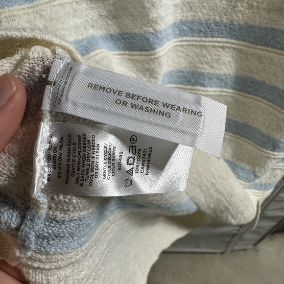 LOFT Tunic Top Womens Small Striped Blue Ivory Oversized Costal Beachy‎ - Picture 5 of 7